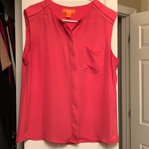 Pink sleeveless polyester blouse